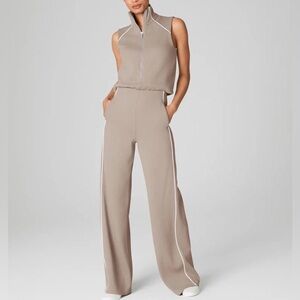 Spanx AirEssentials Pique Sleeveless Mockneck Jumpsuit Ashwood Small NEW ERRORS